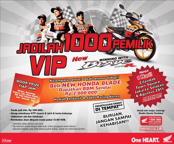 1000 Pemilik VIP New Honda Blade