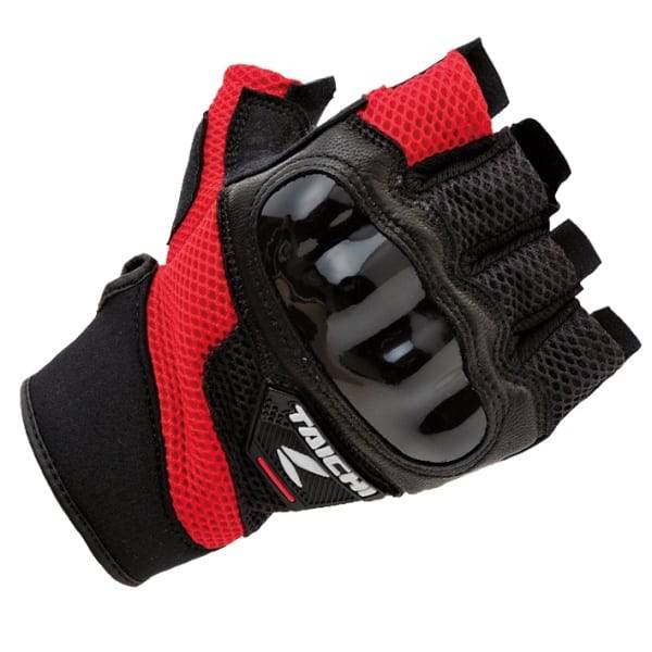 RS Taichi Pro-Tech Half Finger Mesh Glove Black Red RSTT02