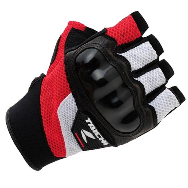 RS Taichi Pro-Tech Half Finger Mesh Glove White Red RSTT02