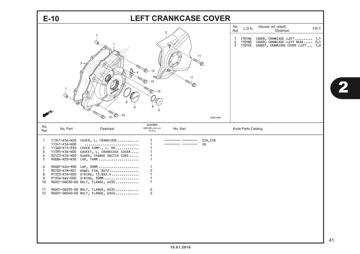 e10 left crankcase cover