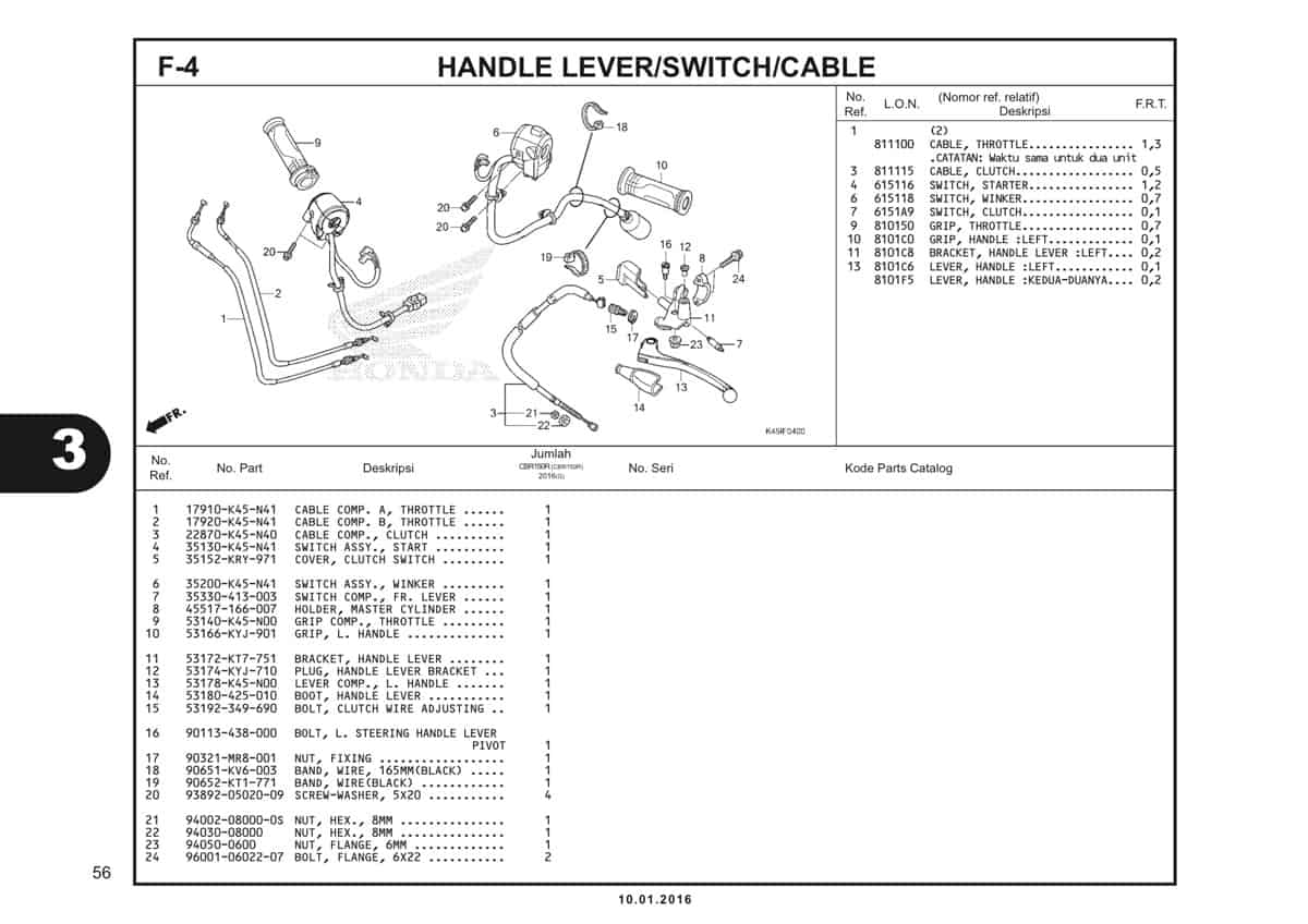 f4 handle lever switch cable