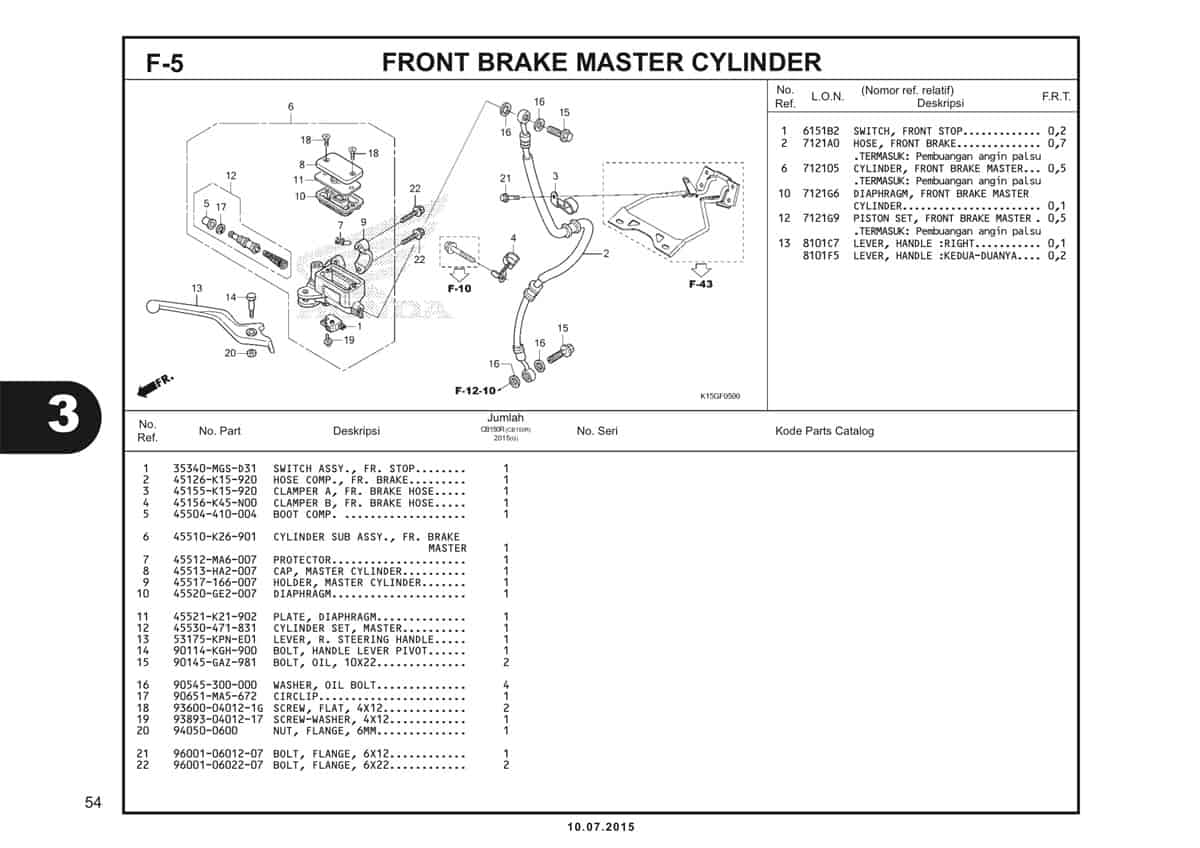 F5 Front Brake Master Cylinder