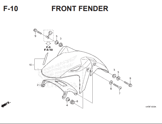 F10 – Front Fender – Katalog Honda CBR 150R K45G