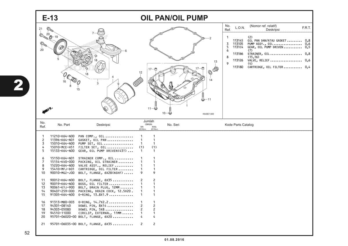  E13 Oil Pan Oil Pump