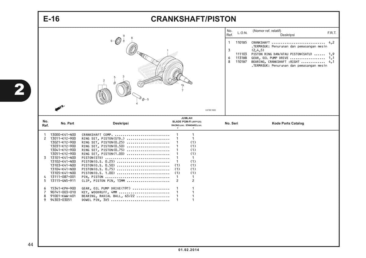  E16 Camshaft Piston Katalog Blade K47