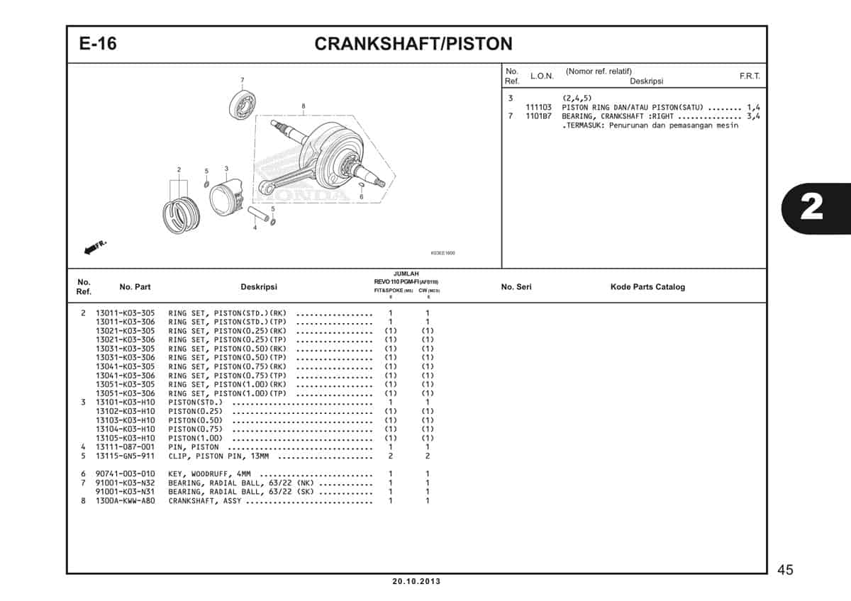  E16 Crankshaft Piston