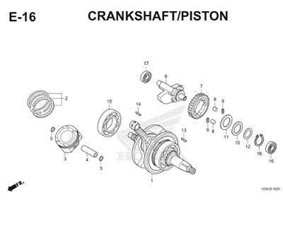 E16 Crankshaft Piston Thumb