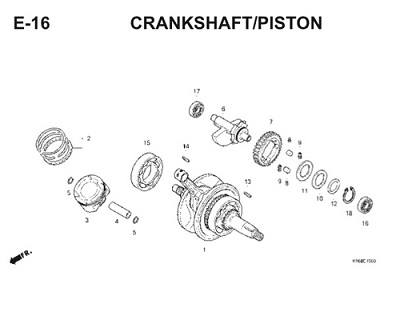 E16 Crankshaft Piston Thumb