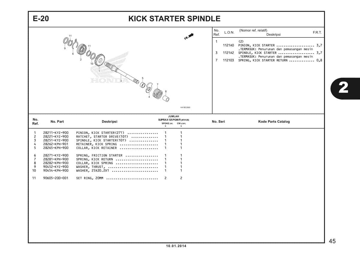  E20 Kick Starter Spindle