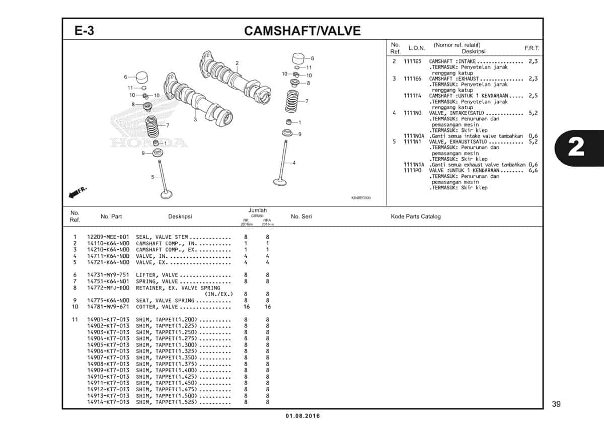 E3 Camshaft Valve 1