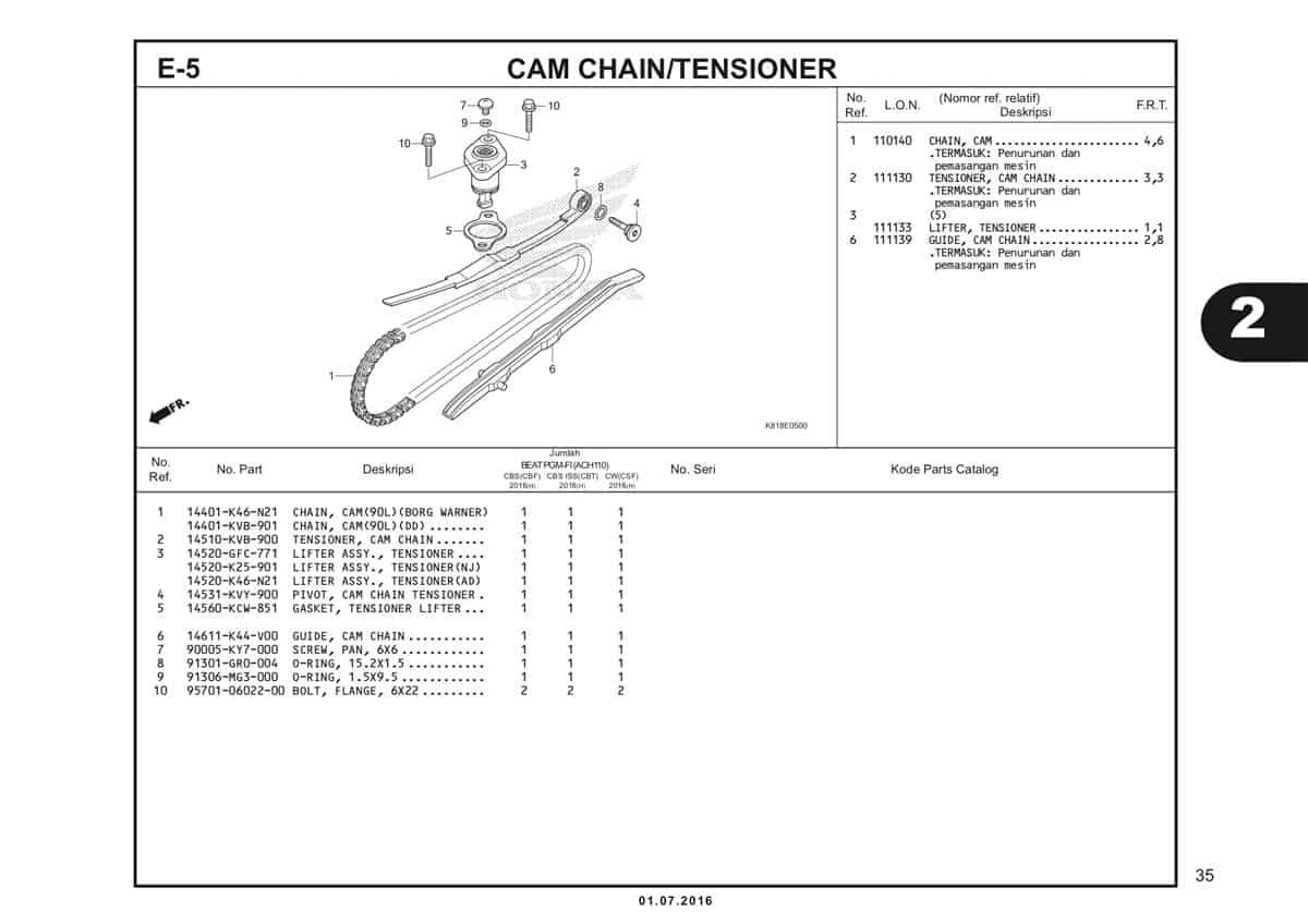 E5 Cam Chain Tensioner