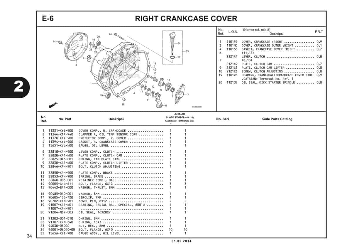  E6 Right Crankcase Cover Katalog Blade K47