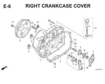 E6 Right Crankcase Cover Thumb