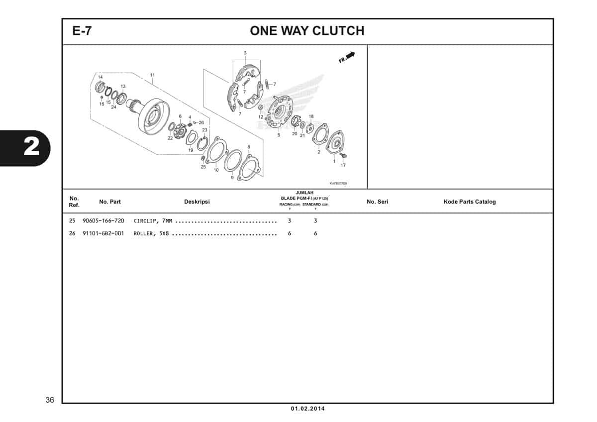  E7 One Way Clutch Katalog Blade K47 2