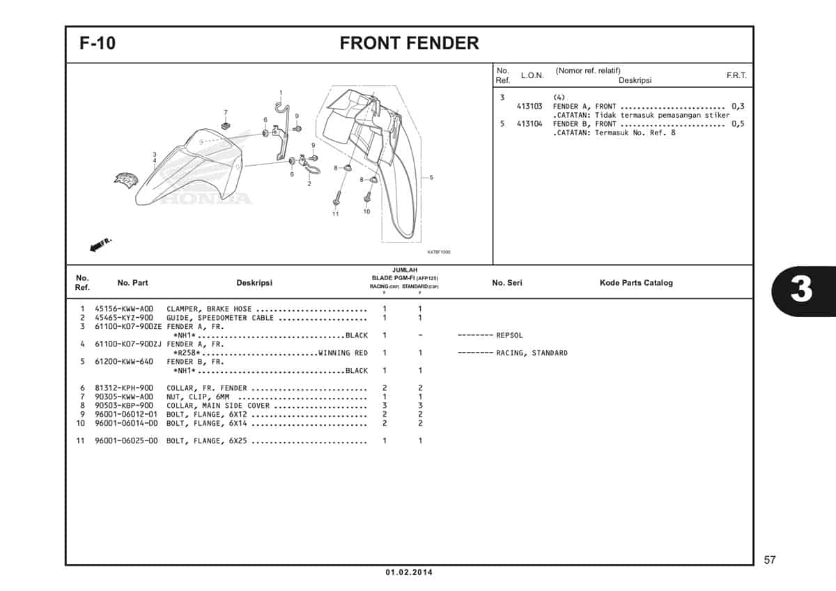  F10 Front Fender Katalog Blade K47