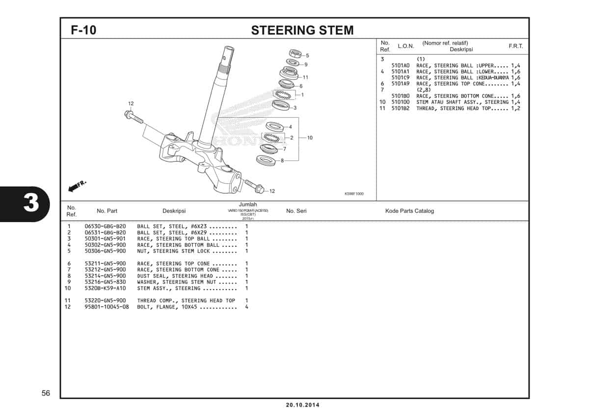 F10 Steering Stem