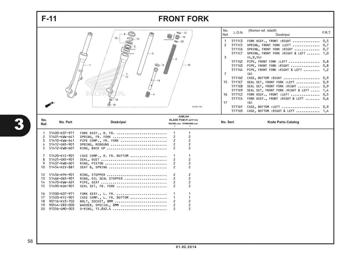  F11 Front Fork Katalog Blade K47