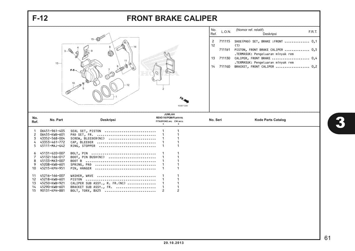  F12 Front Brake Caliper