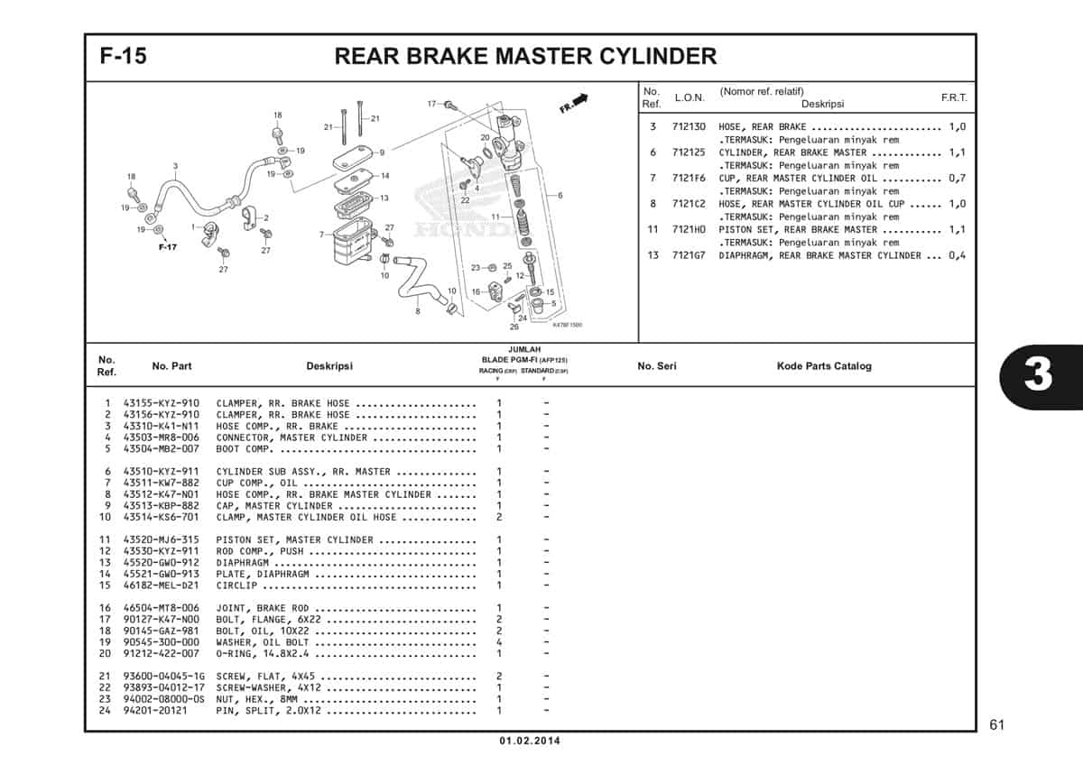  F15 Rear Brake Master Cylinder Katalog Blade K47 1