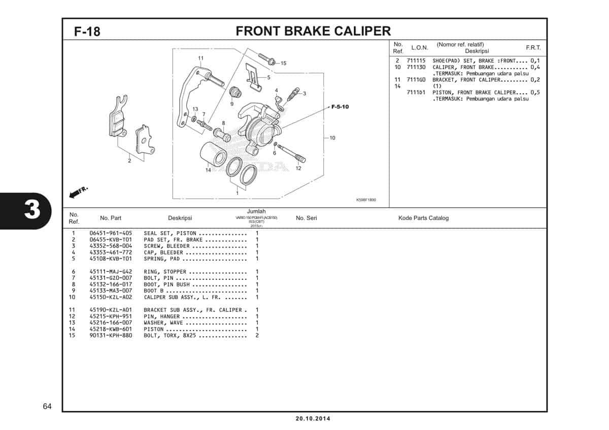  F18 Front Brake Caliper