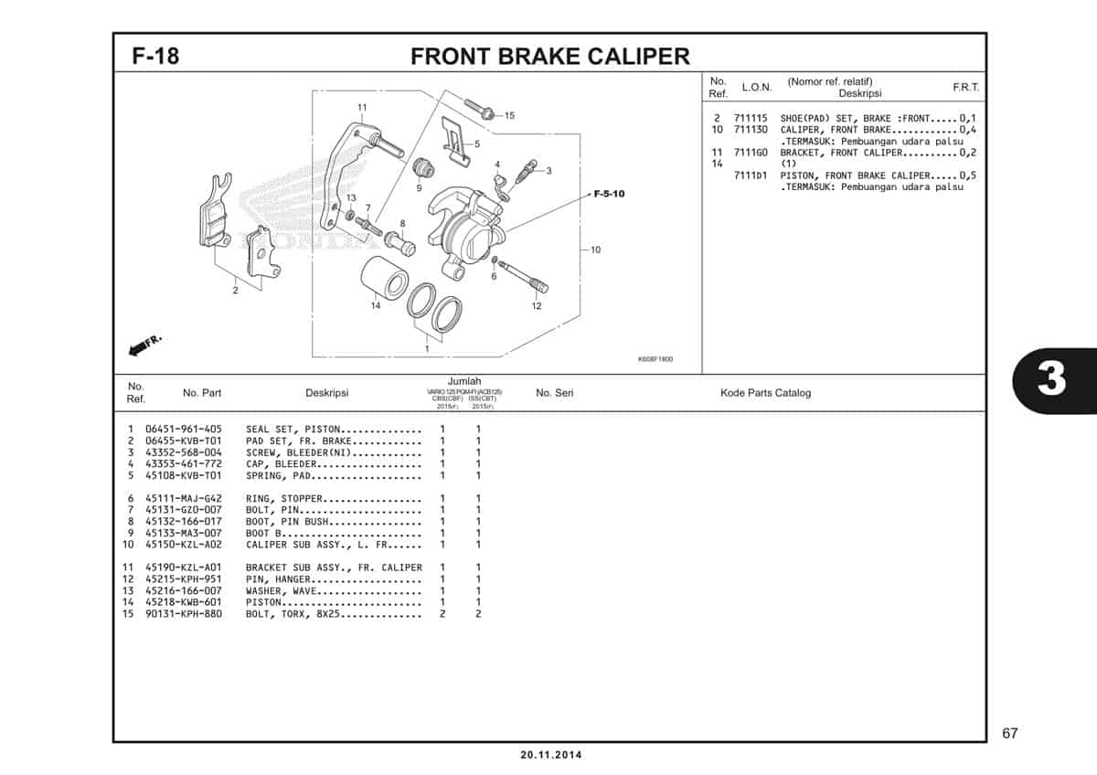  F18 Front Brake Caliper