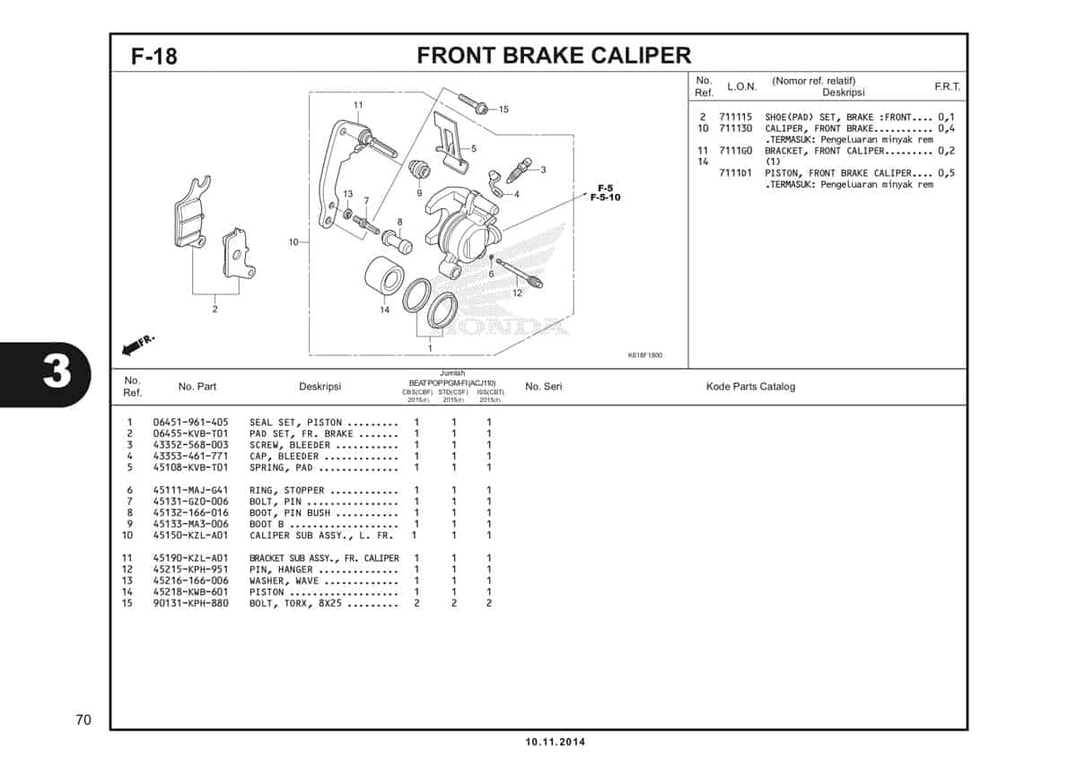  F18 Front Brake Caliper