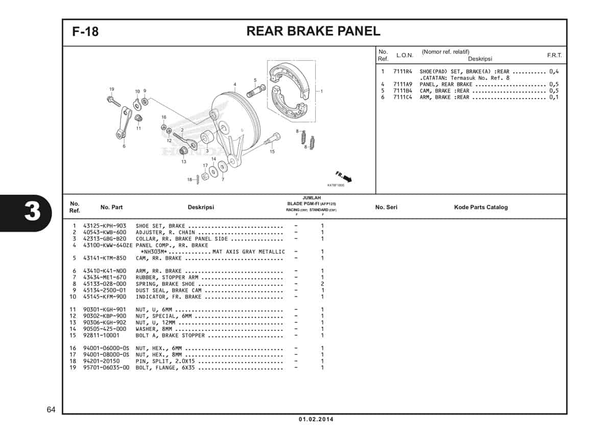  F18 Rear Brake Panel Katalog Blade K47