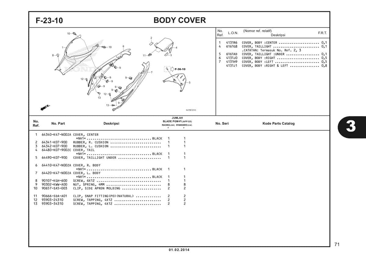  F23 10 Body Cover Katalog Blade K47