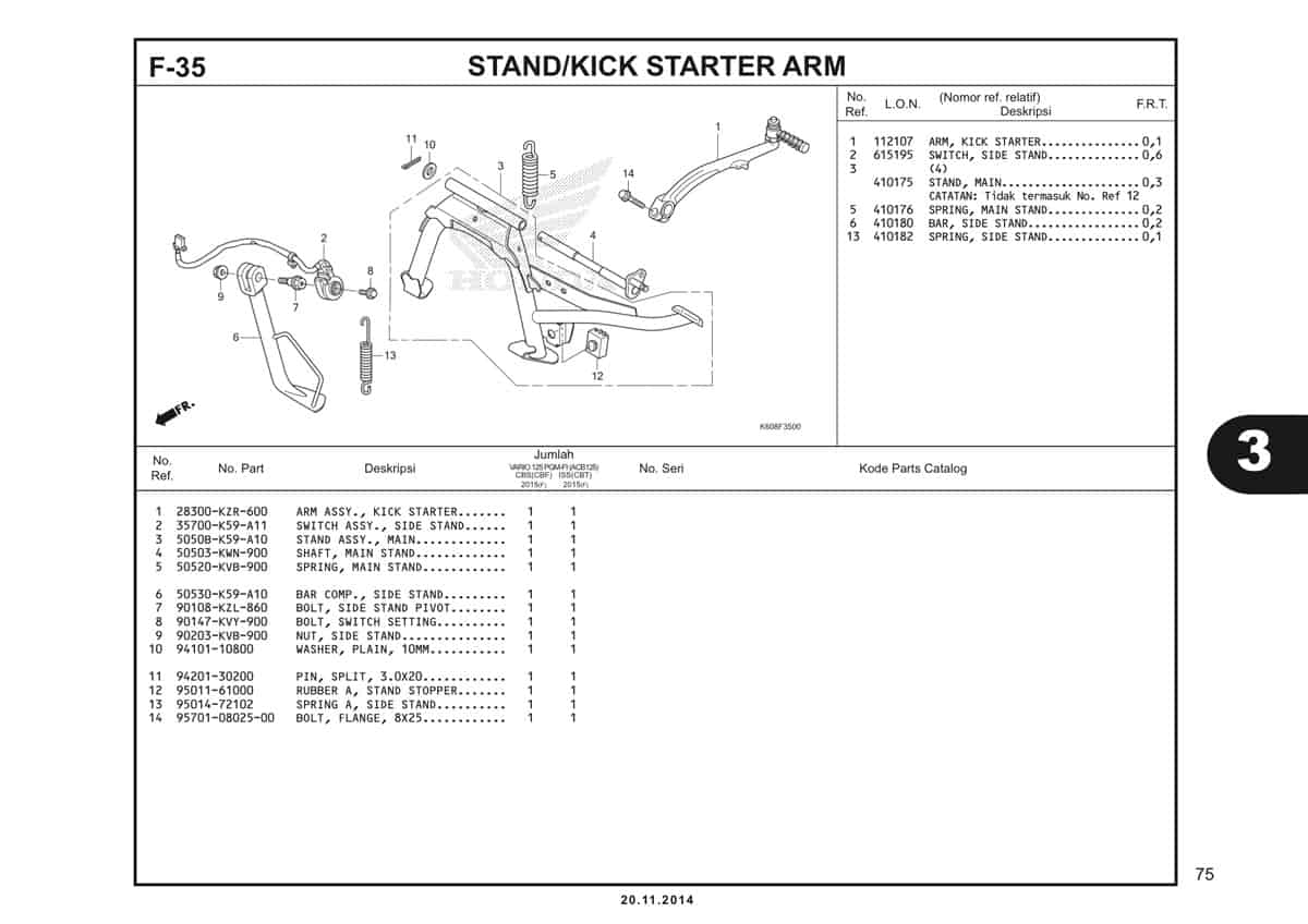  F35 Stand Kick Starter Arm