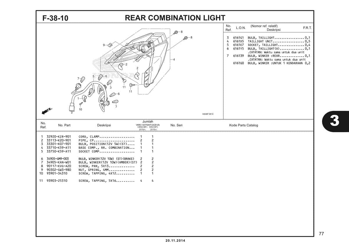  F38 10 Rear Combination Light