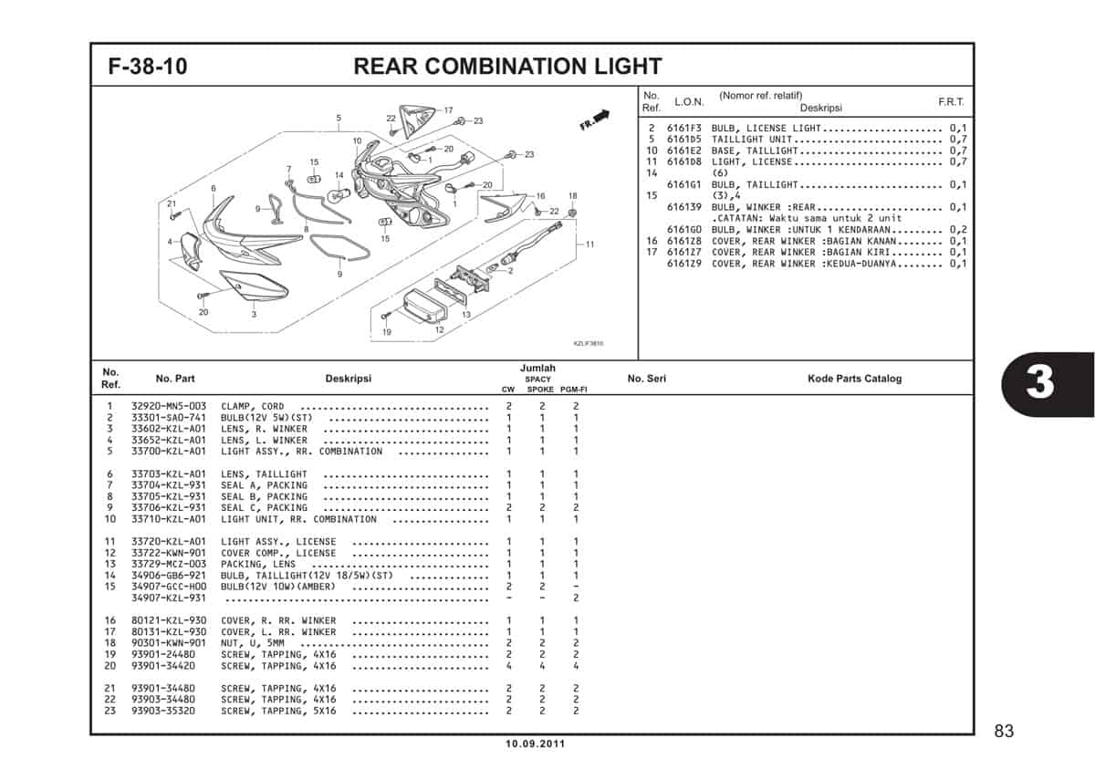  F38 10 Rear Combination Light