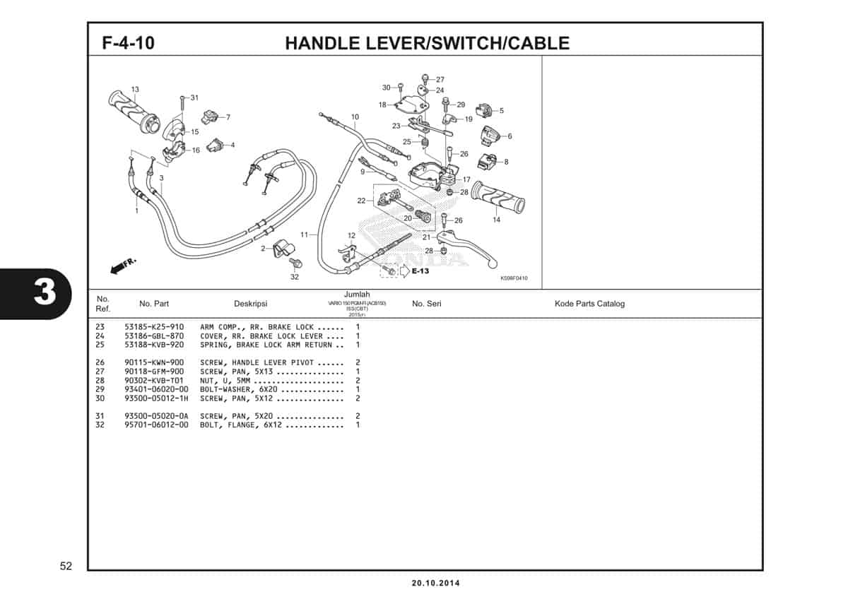  F4 10 Handle Lever Switch Cable 2