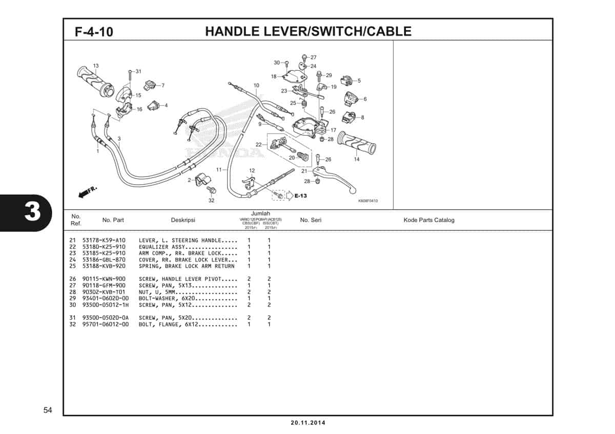  F4 10 Handle Lever Switch Cable 2