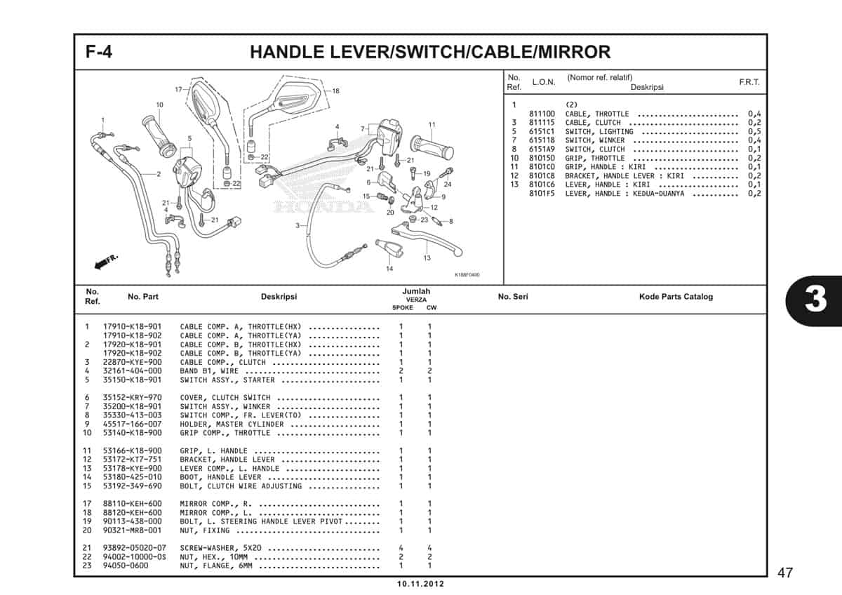  F4 Handle Lever Switch Cable 1