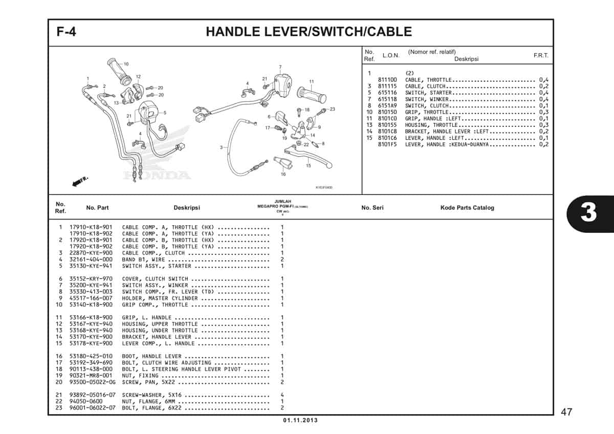  F4 Handle Lever Switch Cable