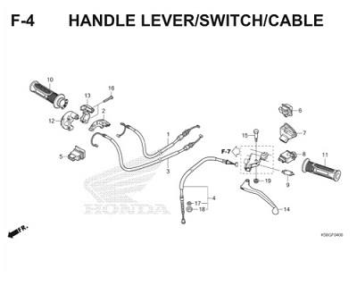 F4 Handle Lever Switch Cable Thumb