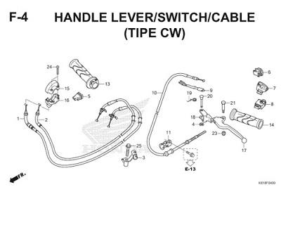 F4 Handle Lever Switch Cable Thumb