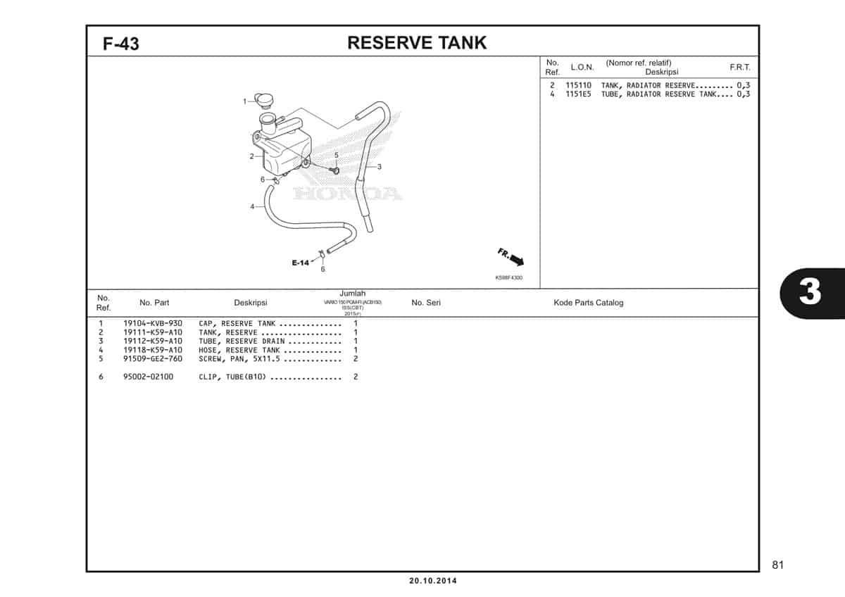  F43 Reserve Tank