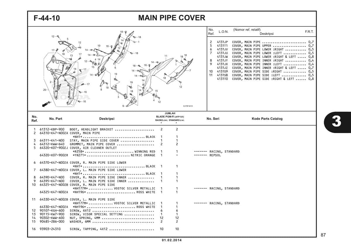  F44 10 Main Pipe Cover Katalog Blade K47 1