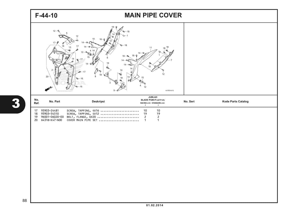  F44 10 Main Pipe Cover Katalog Blade K47 2