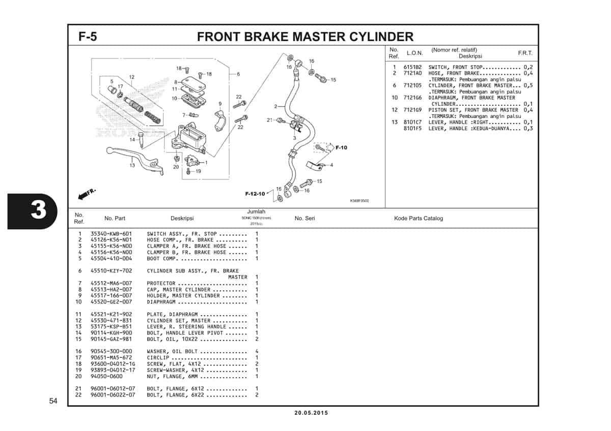  F5 Front Brake Master Cylinder