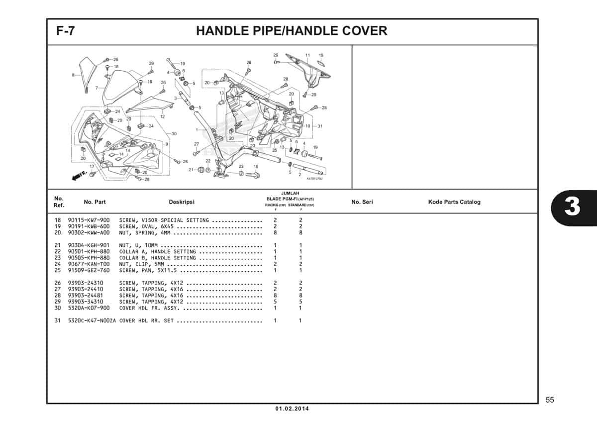  F7 Handle Pipe Handle Cover Katalog Blade K47 2