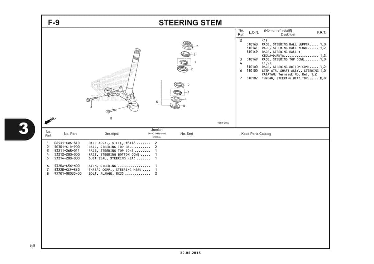  F9 Steering Stem