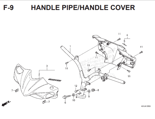 F9 – Handle Pipe/Handle Cover – Katalog Honda BeAT POP eSP K61