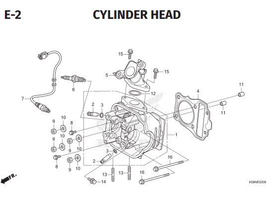 E2 – Cylinder Head – Katalog Honda Revo FI K03