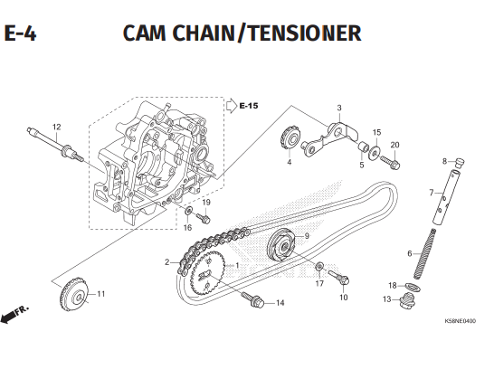 E4 – Cam Chain/Tensioner – Katalog Honda Revo FI K03