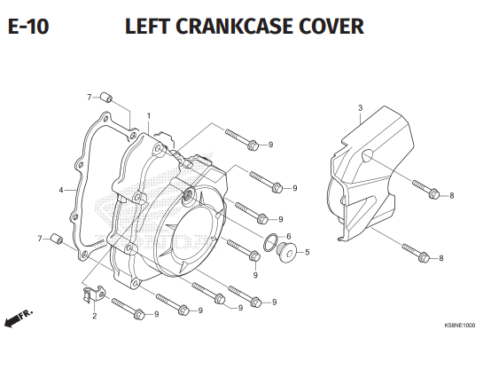 E10 – Left Crankcase Cover – Katalog Honda Revo FI K03