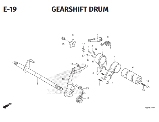 E19 – Gearshift Drum – Katalog Honda Revo FI K03