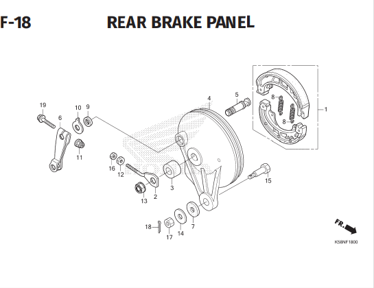F18 – Rear Brake Panel – Katalog Honda Revo FI K03