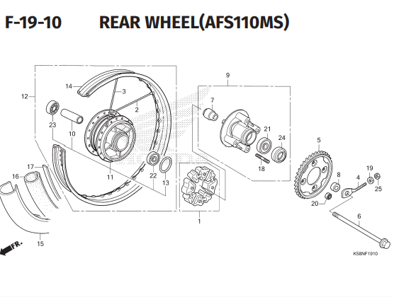 F19 – 10 – Rear Wheel – Katalog Honda Revo FI K03